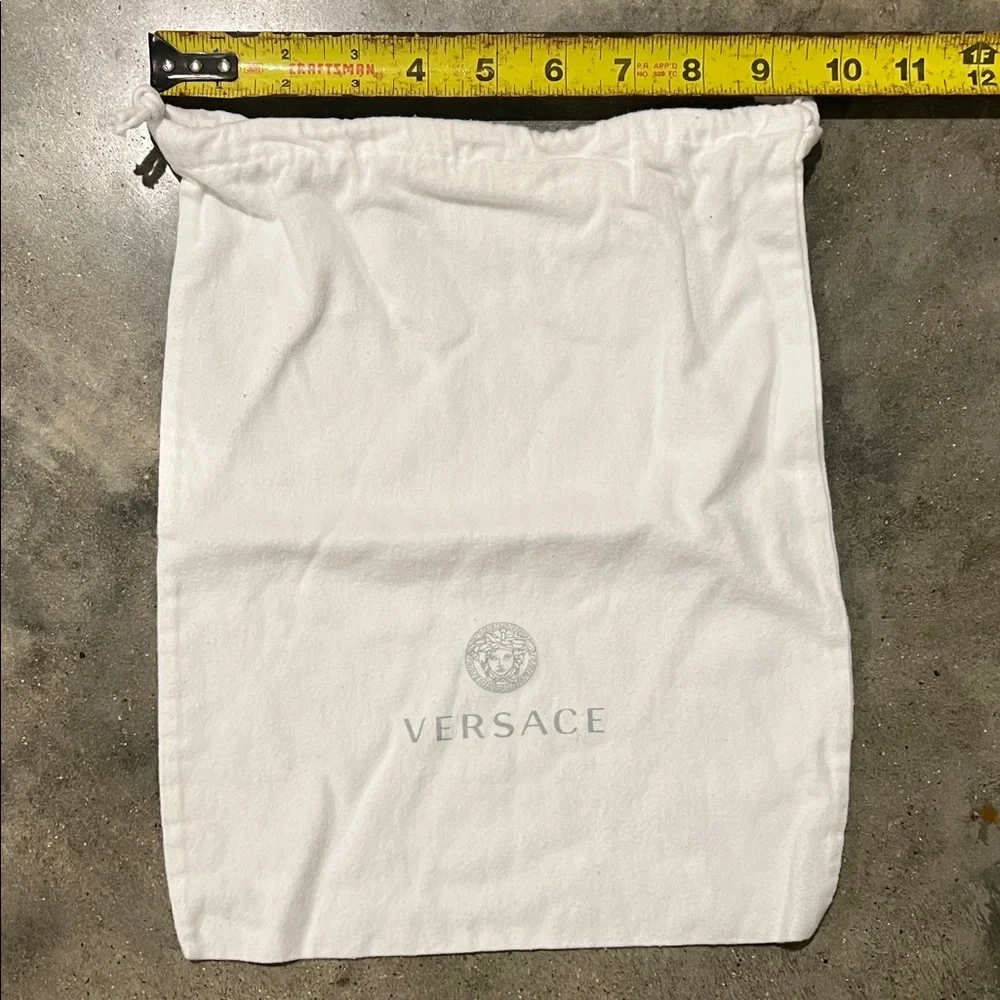 Authentic Versace White Drawstring Logo Dust Pouch